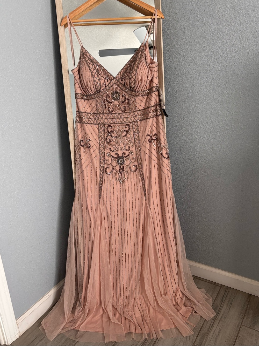 Macy's Blush Pink Beaded Embellished Maxi Dress - Picture 2 of 10
